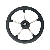 Steering Wheel V70B 5 Spoke Stainless Steel Black Grip 350mm