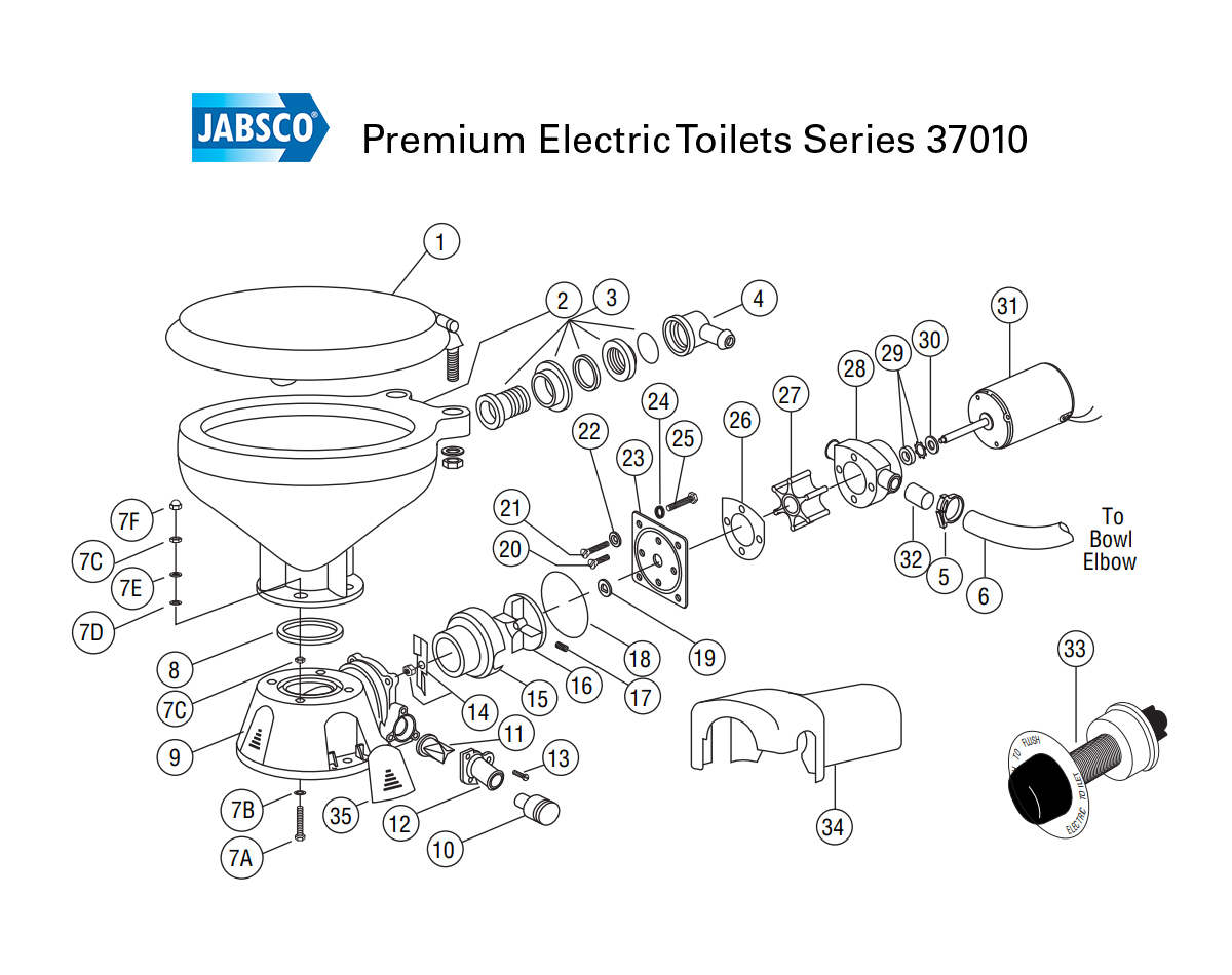 Premium Series 37010 Electric Toilets - Part #34 on exploded diagram