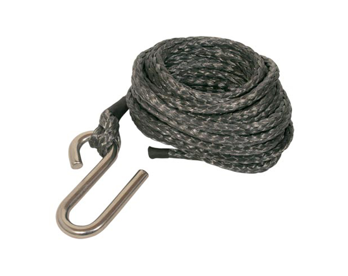 Trailer winch rope with galvanised snap hook
