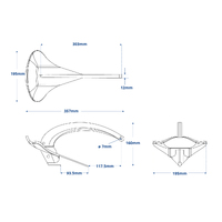 Aluminium NORD Anchor Kit 1kg with Rope, Chain & Bag