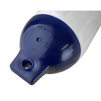 Boat Fender R20 White/Blue with Lanyard 507x140mm 6 Pack + FREE Buoy