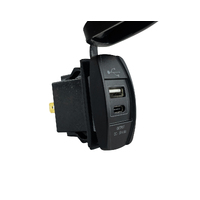 USB Dual USB-A & USB-C Socket Rocker Switch Style 5V 4.8A