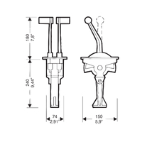 Ultraflex B58 Top Mount Engine Control Twin Bent Levers with Interlock