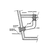 Thru Hull Scupper Nylon 38mm with Rubber Flap