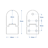 Cast Stainless Steel Concealed Hinge with Studs 76x40mm