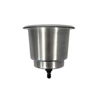 Drink Holder Polished Stainless Steel with Drain