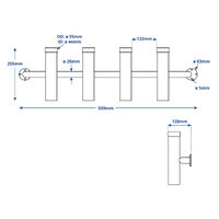 Rod Rack Bracket Stainless Steel with 4 Holders