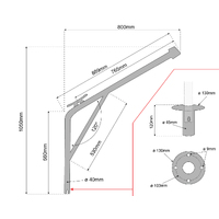 Swivelling Davit Stainless Steel Single Arm Rated 50kg