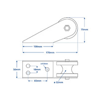 Bow Roller Stainless Steel 170x50mm