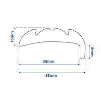 Gunwale Rub Rail Rigid PVC 38mm x 3.65m White (B) BODY ONLY