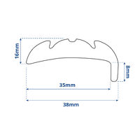Gunwale Rub Rail Rigid PVC 38mm x 3.65m Black (B) BODY ONLY