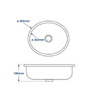 Stainless Steel Round Sink 285x285x180mm