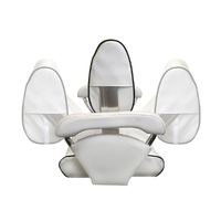 ST90 Double Flip-Back Boat Seat Off-White/Dark Blue Piping