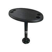 Plastic Black Table Top Oval Shape with Cup Holders 760x460mm