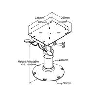 Pedestal Gas Adjust 435-605mm Extra-Wide Slider 12-inch Base 