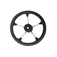 Steering Wheel V70B 5 Spoke Stainless Steel Black Grip 350mm