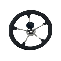 Steering Wheel Stainless Steel with Black Grips 343mm
