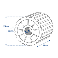 Wobble Roller Poly Grey 72x112mm x 22mm Bore