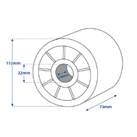 Wobble Roller Smooth Black 72x112mm x 22mm Bore