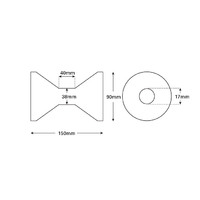Rubber Keel Roller Deep V 150x90mm x 17mm Bore