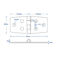 Hinges 304 Grade Stainless Steel 75x40mm Pair