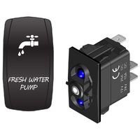 Rocker Switch with LED Laser Etched Cover Fresh Water Pump ON/OFF