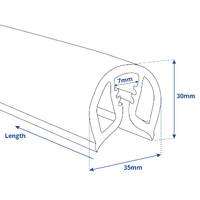 Gunwale Boat Trim Black PVC 35mm