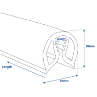 Gunwale Boat Trim Black PVC 40mm