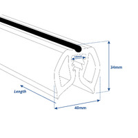 Gunwale Boat Trim White with Black Strip 40mm