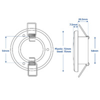 Hella Marine EuroLED 75 Spring Clip Downlight White with Plastic or Steel Rim