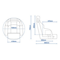 RS56 Blue-Water High Back Flip-Up Boat Seat Off-White/Mid Grey