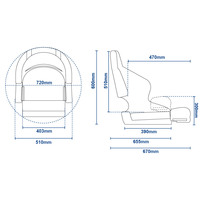 H52 Helmsman Flip-Up Boat Seat - Carbon Black with Red Stitching