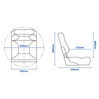 Deluxe High Back Folding Boat Seat - Off-White/Dark Blue