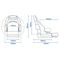 RM52 Flip-Up Boat Seat Carbon Black / White Embossed