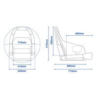 HM51 Flip Up Helm Boat Seat Mid Grey / Dark Grey