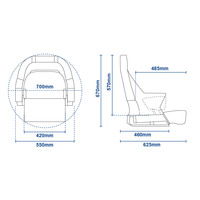MB70 Helm Boat Seat with Flip Up Bolster Off-White / Dark Blue