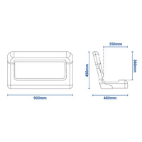 S90 Double Folding Bench Boat Seat - Mid Grey/Dark Grey Piping