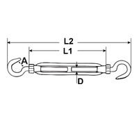 Turnbuckle Hook & Hook - Stainless Steel