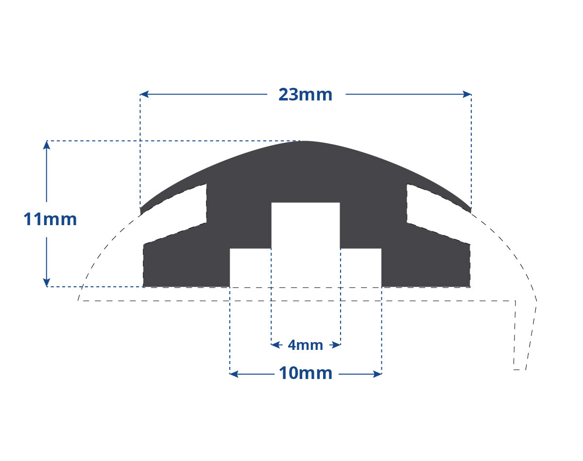 Black PVC Gunwale Insert suits 38mm Profile - Dimensions