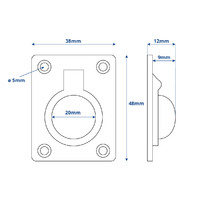 Ring Pull Flush Mount Cast Stainless Steel 48 x 38mm