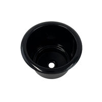 Drink Holder Large Stainless Steel Powder Coated Black with Drain