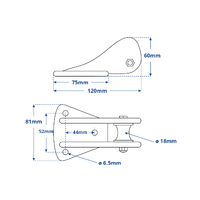 Bow Roller Cast Aluminium 120x60mm
