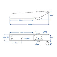 Bow Roller 316 Grade Stainless Steel 280x50mm