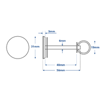 Flush Hatch Cover Pull Stainless Steel 56mm