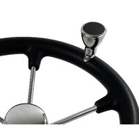 Steering Wheel Black Stainless Steel with Knob & Steel Cap 343mm