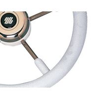 Steering Wheel V57W 5 Spoke Stainless Steel White 350mm