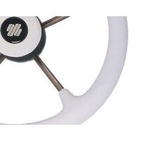Steering Wheel V70W 5 Spoke Stainless Steel White Grip 350mm