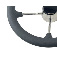 Steering Wheel Stainless Steel with Grey Grips 343mm