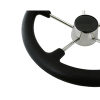 Steering Wheel Stainless Steel with Black Grips 343mm