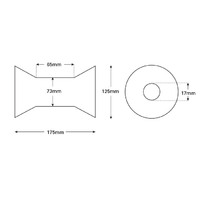 Rubber Keel Roller Super Keel 175x125mm x 17mm Bore
